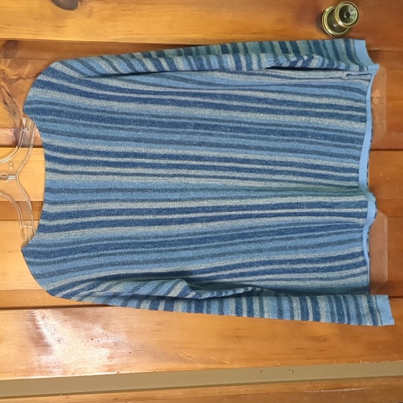 CHAPS* vintage blue/gray sweater striped long sleeve boat neck high quality - Picture 2 of 9